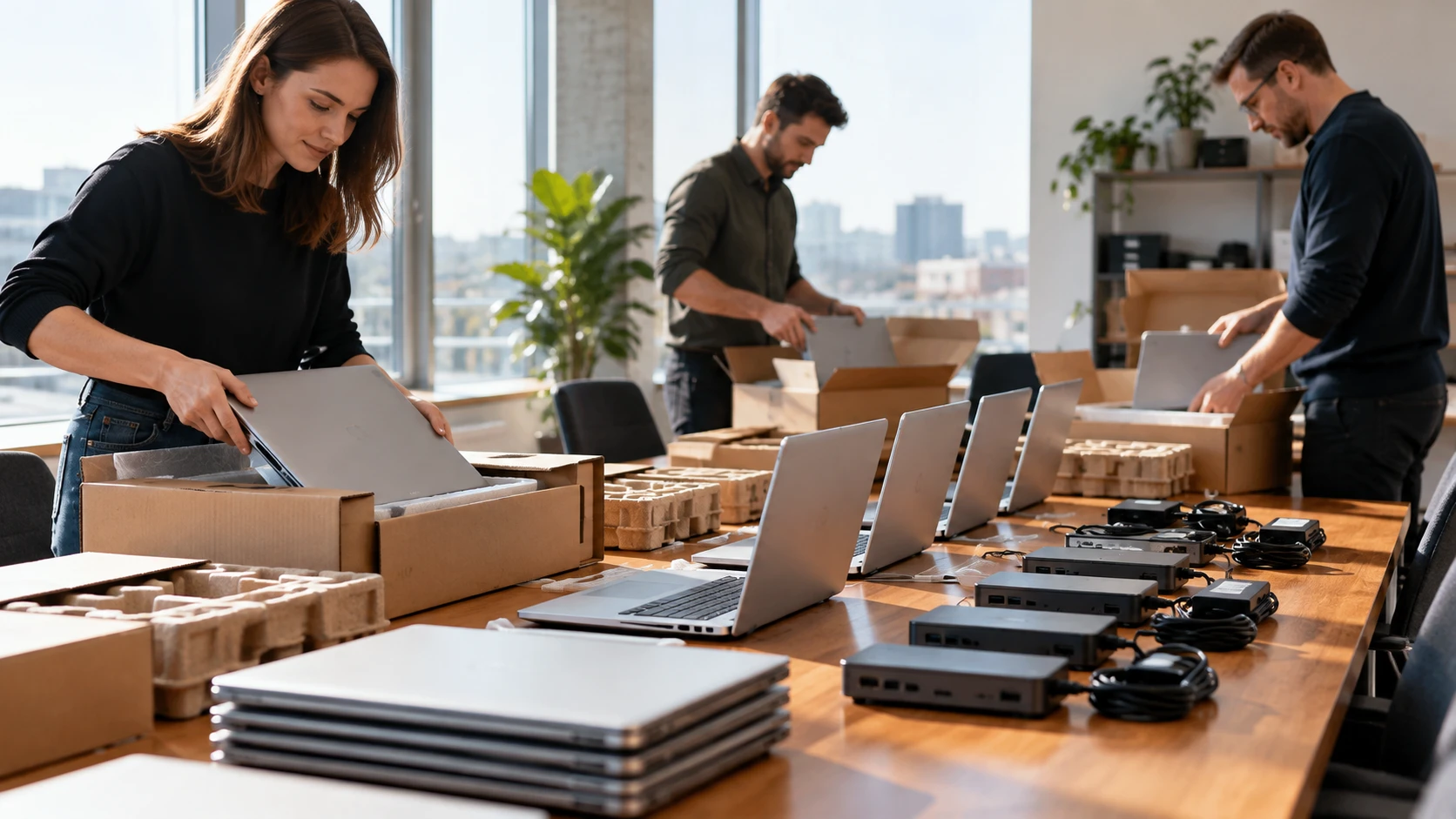 Nowe firmowe laptopy i stacje dokujące przygotowane do wdrożenia